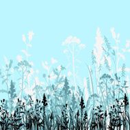 Silhouettes of flowers and grass N32