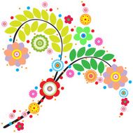 Flowers vector traditional branch of floral blooming N28