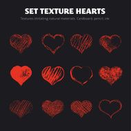 Set of vector texture hearts