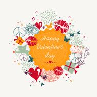 Happy Valentine`s day colorful circle label background