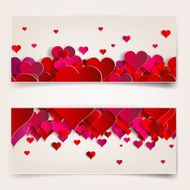 Valentines day Abstract cards with paper hearts N11