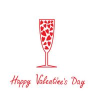 Champagne glass with hearts inside Happy Valentines Day card