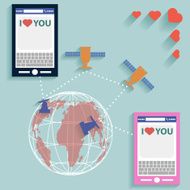 Valentine SMS worldwide flat style vector