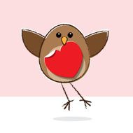 Flying Robin Holding Paper Heart N2