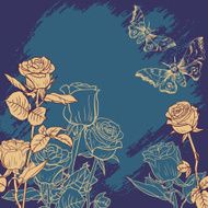Floral card with roses and butterfly N2