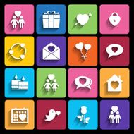 love icons set in flat style N7