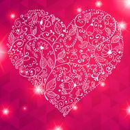 Vector Valentine&#039;s day lacy heart greeting card ornate background N2