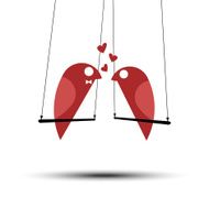 two lovebirds swinging -romantic background