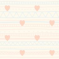 Cute hand drawn heart and lines pattern