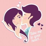 Kissing boy and girl Heart shape N2