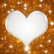 White Big Heart on Golden Background