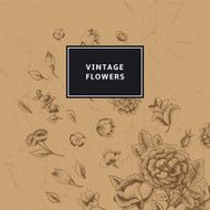 Vintage flowers on kraft paper