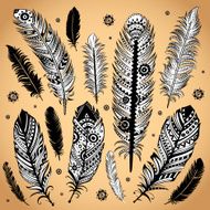Fashion ethnic feather illustration N2
