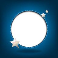 White circle with three silver stars on blue background