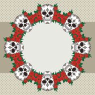 Vector vintage frame with skulls N24
