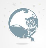 Romantic cat who sits on the moon