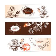Vintage banners with hand drawn roses