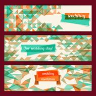 Wedding invitation horizontal banners in retro style N2