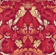 Vintage seamless pattern Birds in flowers N3