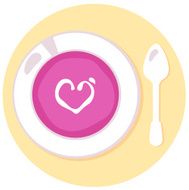 Pink love soup isolated on orange circle background