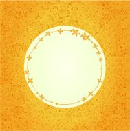 Round gold decorative cute frame on floral pattern