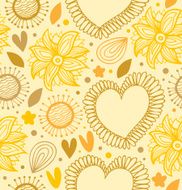 yellow backdrop with hearts and flowers