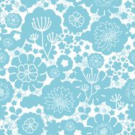 Lovely blue florals silhouettes seamless pattern background