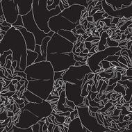 seamless pattern of monochrome graphic peonies