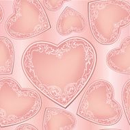 Lovely pink seamless pattern with vintage heart shapes N4