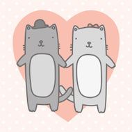 Two cute cats in love