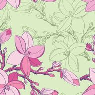 Floral seamless pattern with drawing magnolia flowers