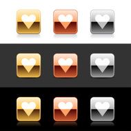 Square icon white heart sign metal gold bronze web button
