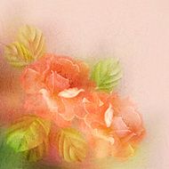 Textured romantic background with roses and leaves