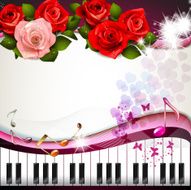 Piano keys with roses N4