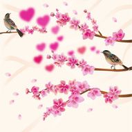 love birds sakura spring Valentine&#039;s Day N4