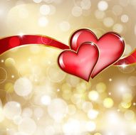 Two glass red hearts