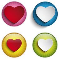 Valentines Day Glass Circle Button Colorful Stripes
