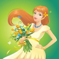 beautiful redhead girl with flowers N2