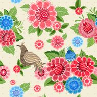 Texture seamless bird and flowers N3