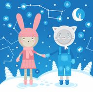 Cute little animals on a walk in winter N2