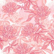 Vector pattern with peony and foliage Hand drawn illustration N2