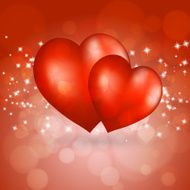 Valentine&#039;s day greeting card with two red hearts