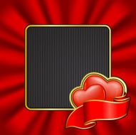 Frame on Valentine`s Day with hearts and ribbon