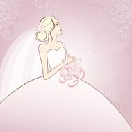 Bride on pink background - Greeting Card