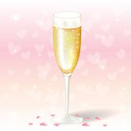 Glass of valentine&#039;s day champagne