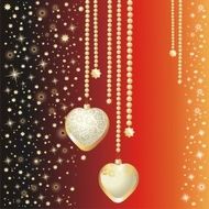 Celebratory background with pendants in the form of heart
