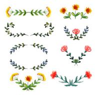 Watercolor hand drawn floral vector elements