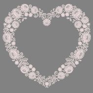 Pink Lace Heart Shape Frame Gray background