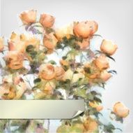 Vector Flower Watercolor Roses Bush N2
