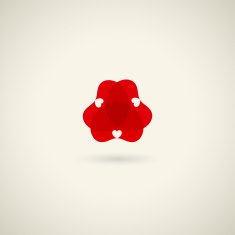 abstract red heart style floral icon
